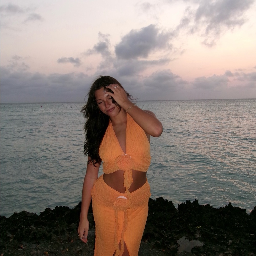 Orange Halter Women Swimwear